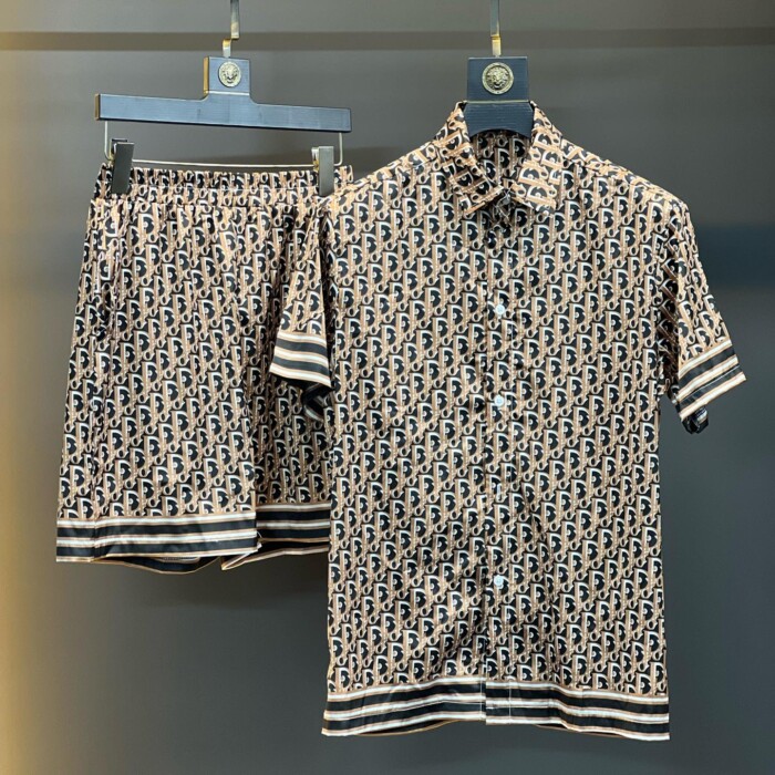 2023 Dior Combo Short Sleeve Button Shirt and Short for men - DN9080506